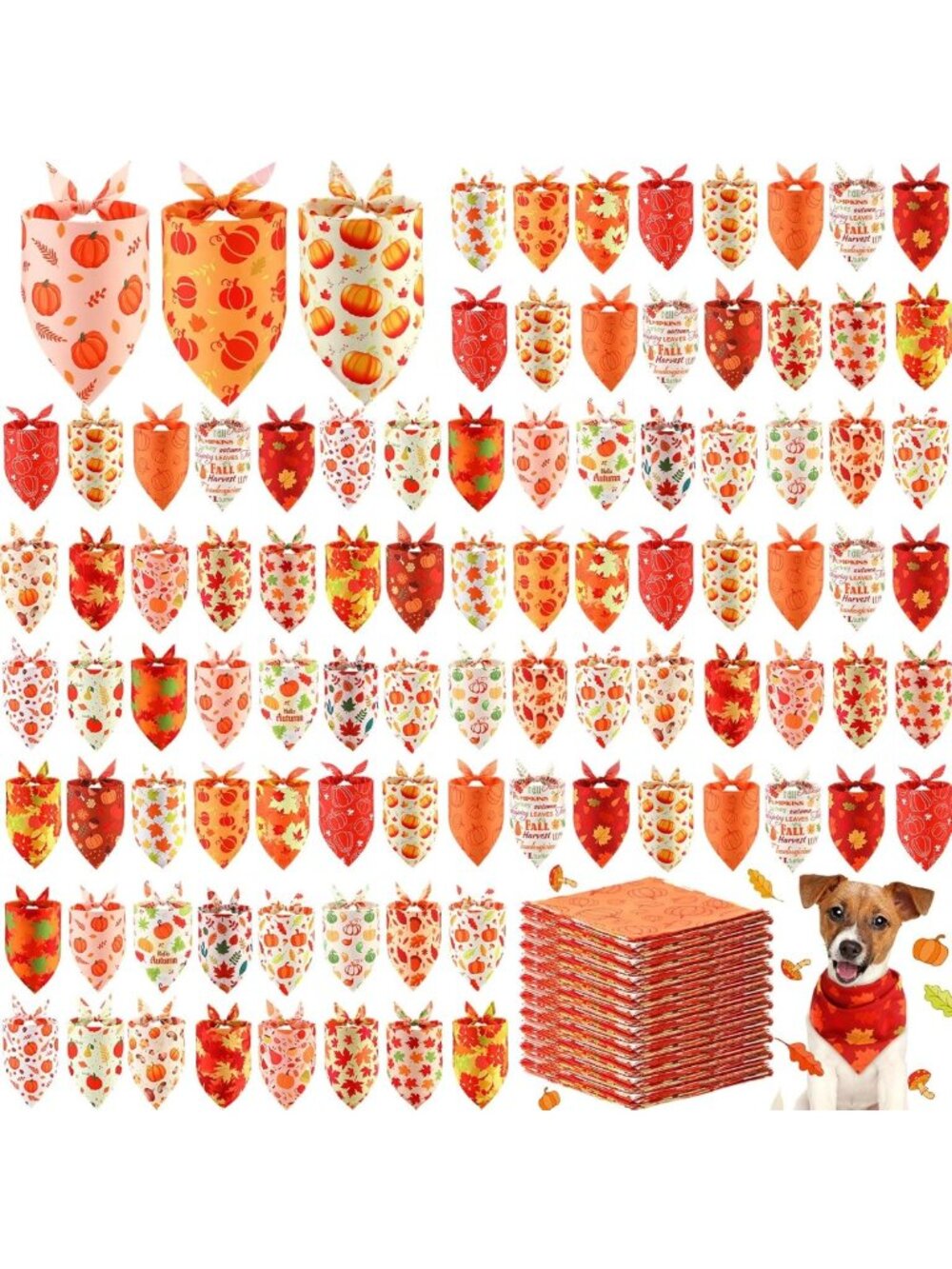 240 Pcs Fall Dog Bandanas - Cute Autumn Accessories for Pets, Thanksgiving Style